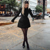 Hugcitar 2024 Spring O Neck Long Sleeve Solid Patchwork Zip Up Sexy Bodycon Mini Dress Women Fashion Outfits Birthday Party Y2K