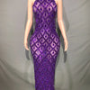 Sparkly Rhinestones Sleeveless Long Dress Elegant Dark Mesh Celebrate Evening Wedding Prom Gown Birthday Dress Photograph Wear