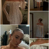 Mozision Floral Lace Off-shoulder Maxi Dress For Women White Strapless Backless Long Sleeve Bodycon Club Party Sexy Long Dress