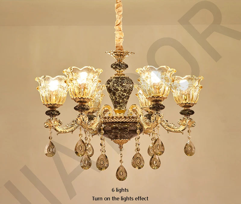Chandelier Living Room Grand Luxury Crystal Lamp Dining Room Bedroom Decoration French Retro Chandelier Lighting Fixtures