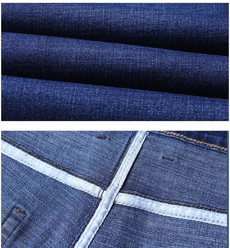 2024 New Business Men's Jeans Casual Straight Stretch Fashion Classic Blue Black Work Denim Trousers Male Brand Clothing