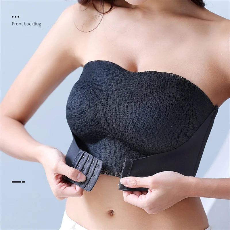 Sexy Push Up Bra Front Closure Strapless Underwear for Women Plus Size Invisible Brassiere Wireless Breathable Female Lingerie