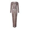 Dress Summer Women Leopard Print Mesh O Neck Long Sleeve Sexy See Through Maxi  Fashion Outfits Beach Vacation Nightclub