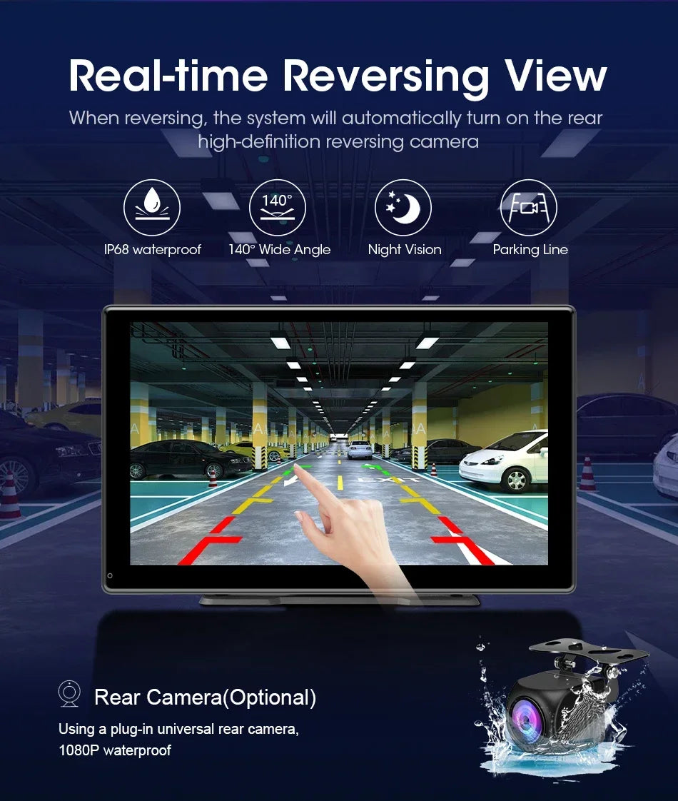 Srunbi 9 Inch Carplay MP5 Portable Smart Player Monitor Wireless Android Auto&Carplay Dual Bluetooth Music AUX USB BT 5.0 IPS