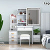 Makeup Vanity Set with Mirror and Light, Storage Drawer, Chair and Shelf, Adjustable Brightness Makeup Vanity with Light