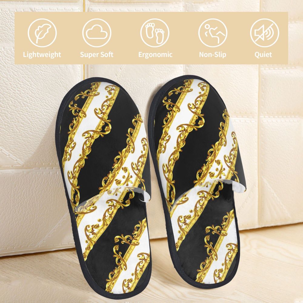 Custom Queen Of Absolutely Everything Gold Baroque Soft Memory Foam House Slippers Women Comfy Warm Anti-skid Sole Slipper