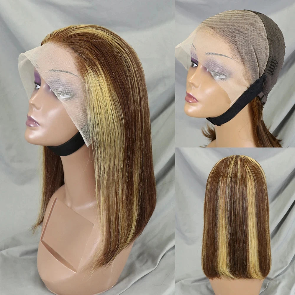 4/30/4 Color Human Hair Bob Wig Straight 13x4 Lace Front Human Hair Wigs Brazilian Wig Short Human Hair Bob Wigs Ombre Wig