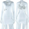 Elegant Black White Bodycon Dresses for Woman Long Sleeve Hollow Out Lace-Up Backless Bandage Party Dress Club Vestido Branco
