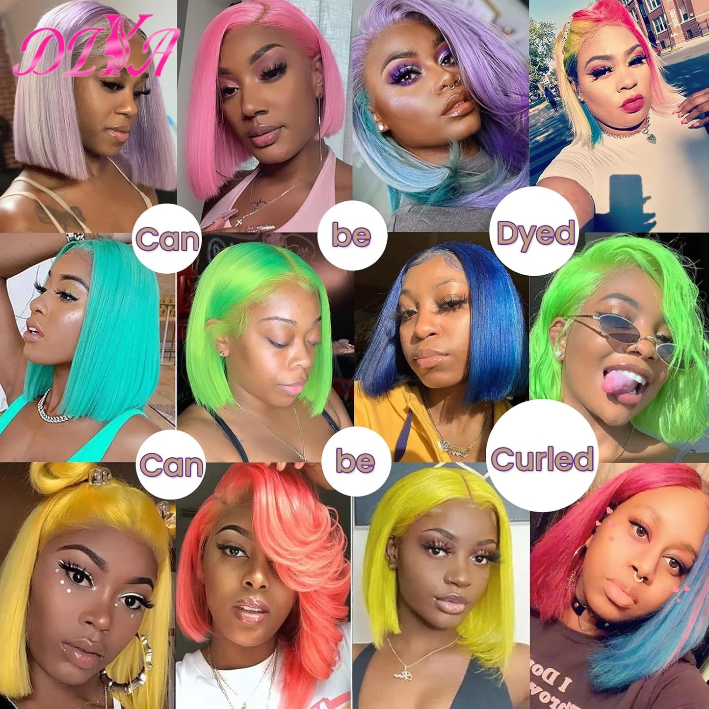 Blue Bob Wigs Human Hair 13x4 HD Lace Frontal Wig Human Hair Pre Plucked 180% Density Straight Short Blue Bob Wigs for Women