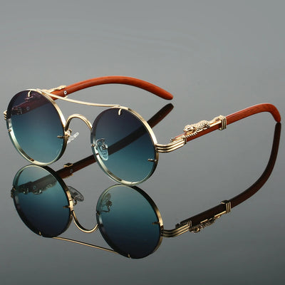 KAMMPT Vintage Runde Sonnenbrille Herren Mode Doppelsteg Mehrfarbige Tönungen Damen Retro Trendy Marken Luxus Design Sonnenbrillen