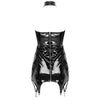 Sexy Women Skinny Dress with Suspender Garters Wetlook Faux Leather Sleeveless Zipper Short Party Dress Shiny Night Club Clothes