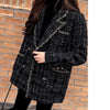 Tweed Plaid Suit Jacket Women Outwear Loose Mid-Length Double-Breasted Casual Woolen Blazer Top 2024 Spring Autumn New Chic Suit