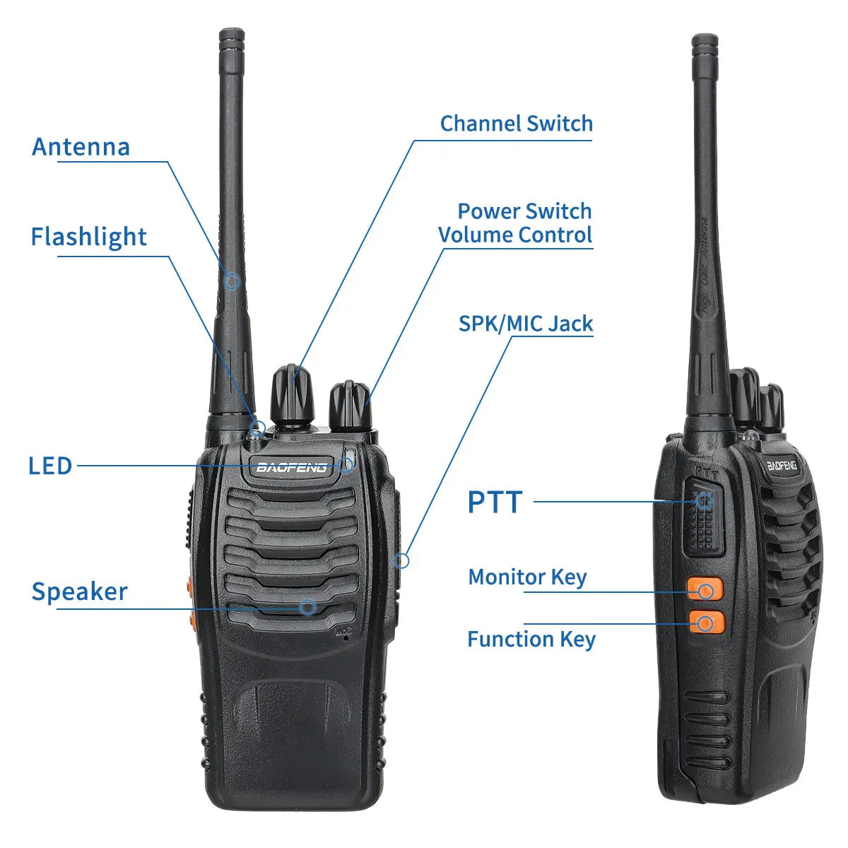 2/4PCS Baofeng BF-888S V2 Walkie Talkie Dual Band Portable Long Range Standby UHF 400-470MHz USB Ham Two Way Radio for Hunting