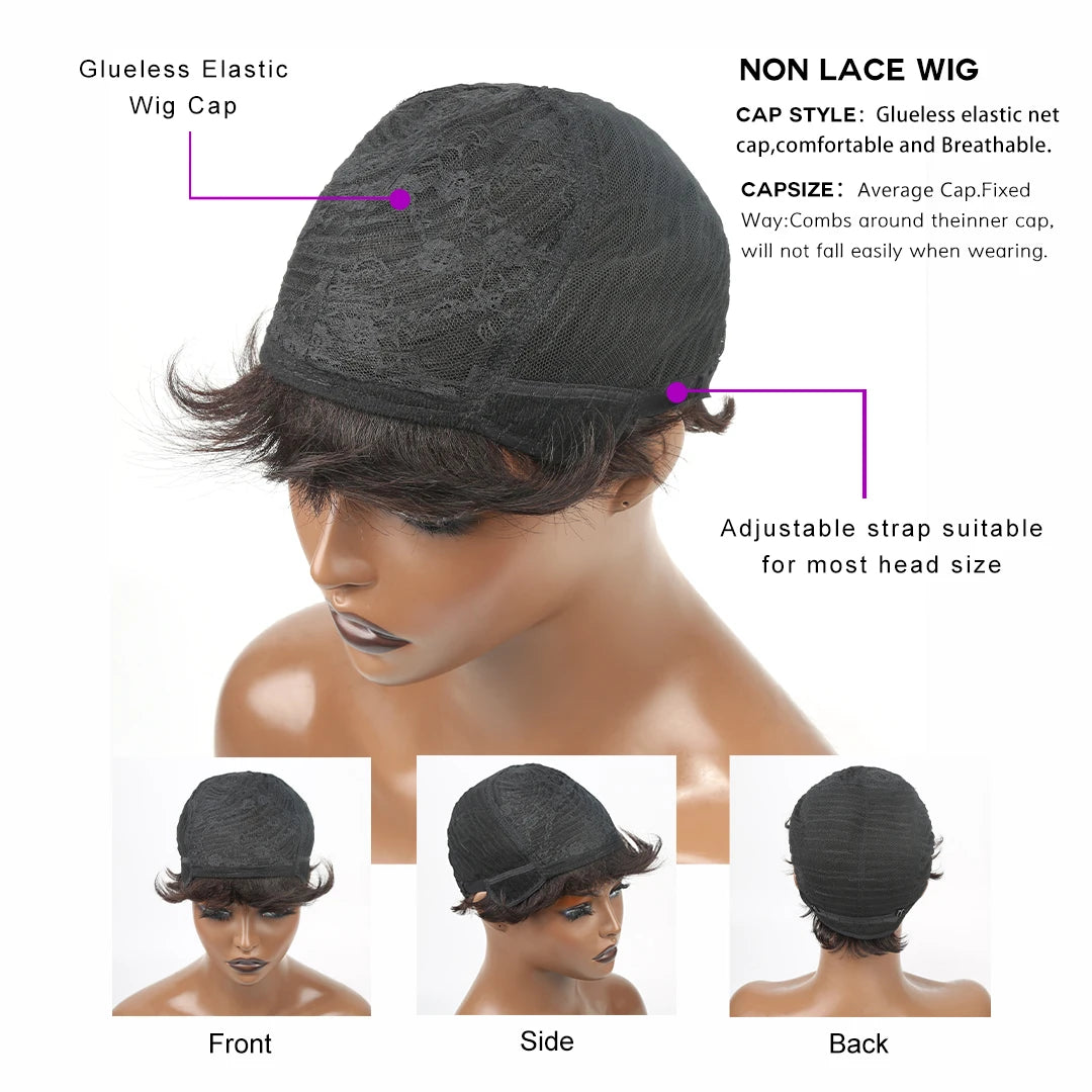 330% Density Brazilian Egg Curl Pixie Cut Wig Human Hair With Bangs Water Wave Short Bob Wig For Women Preplucked Local Delivery