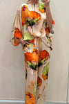 Casual Sets for Women 2 pieces Summer Fashion Printed Satin Two Piece Sets Women Sexy Round Neck Top+Wide Leg Long Pants Outfits