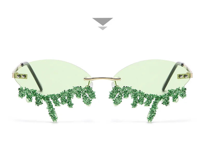 Diamond Rimless Sunglasses Women Luxury Brand Rhinestone Sun Glasses Ladies Sexy Tear Shape Punk Party Eyewear gafas de sol