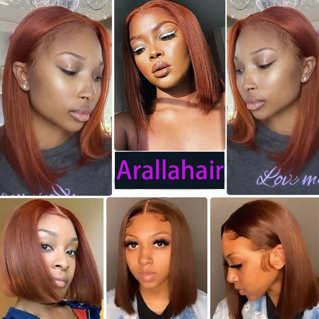 Reddish Brown Bob Wig Human Hair 13x4 Lace Front Wigs Human Hair Pre Plucked with Baby Hair Brazilian Virgin Human Hair