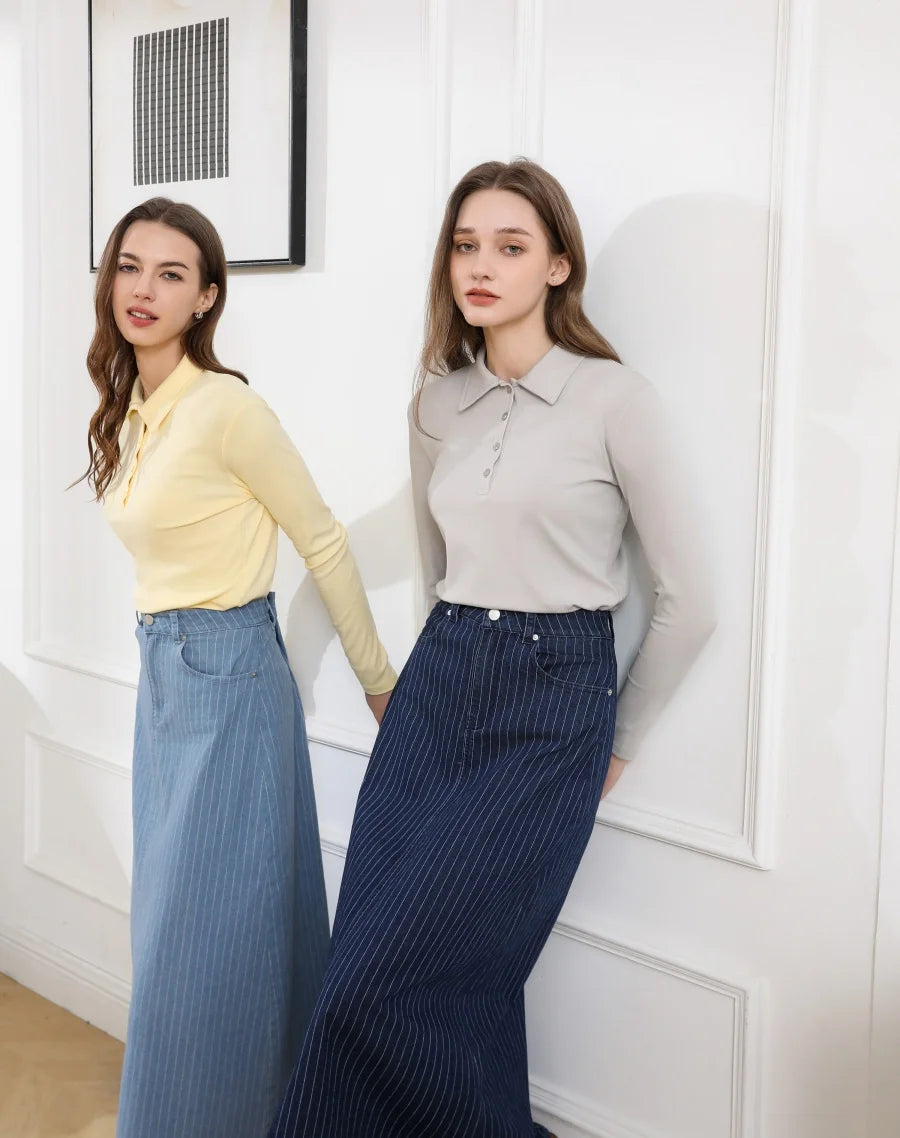 AS 2025 pinstripe denim skirt fashion woman clothes lady wear