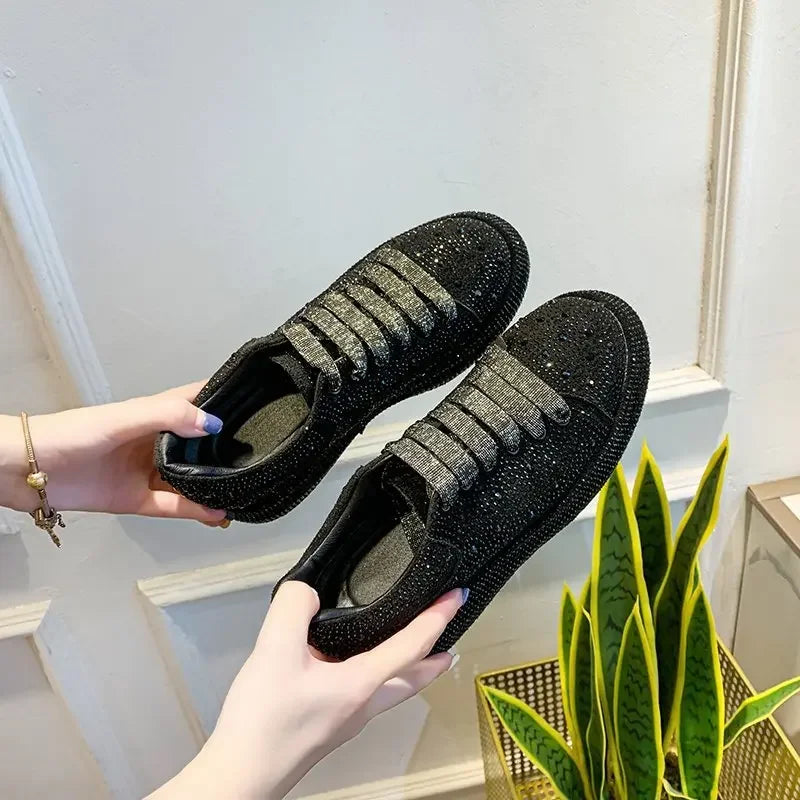 Brand Women's Sneakers Luxury Rhinestones Women Causal Shoes Designer Platform Sport Shoes Fashion Comfort Women Shoes Plus Size