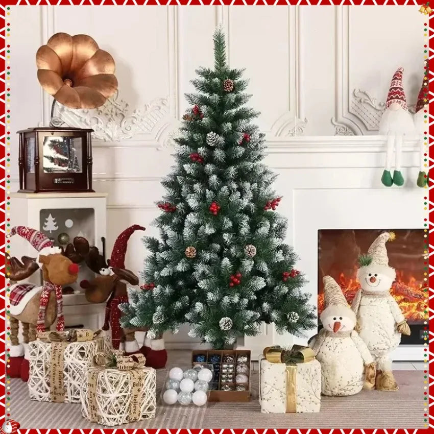 PVC Artificial Christmas Tree Spray White Pinecone Red Fruit Christmas Tree 1.2m-2.1m Christmas Party Atmosphere Home Decoration