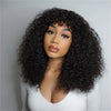 Kinky Curly Short Bob Wig with Bangs Human Hair Straight Bang Bob Wig Glueless Minimalist 2x1 Lace Scalp Bob Bang Wig For Women