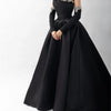 Bella Black Satin Beaded Robes De Soirée One Shoulder A-line Prom Dresses Customized Long Sleeves Floor-length Wedding Dress