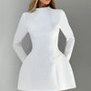 Mozision Long Sleeve Backless Sexy Mini Dress For Women Autumn Winter New O Neck High Waist A-line Club Party Sexy Dress Elegant