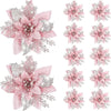 5pcs 14.5cm Glitter Artifical Christmas Flowers Mreey Christmas Tree Decoration Happy New Year Ornaments Xmas Fake Flowers natal