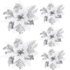 5pcs 14.5cm Glitter Artifical Christmas Flowers Mreey Christmas Tree Decoration Happy New Year Ornaments Xmas Fake Flowers natal
