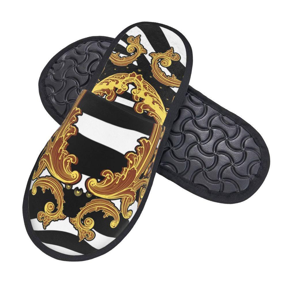 Custom Queen Of Absolutely Everything Gold Baroque Soft Memory Foam House Slippers Women Comfy Warm Anti-skid Sole Slipper