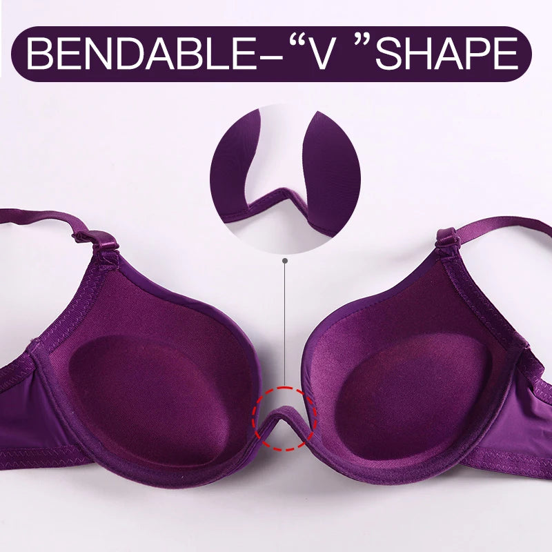 Women Low Cut Push Up Bra Sexy Backless Underwear Deep V Cross Back Bras Female Breathable Intimates Seamless Convertible Bra