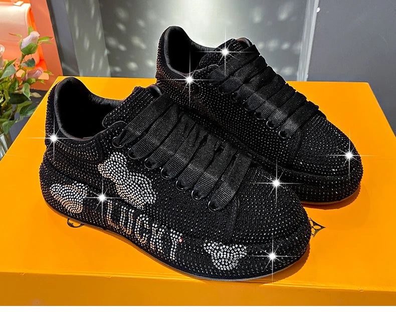 Luxury Women's Sneakers with Sparkles Shoes Woman Shoe Luxury Platform Woman-shoes Trainers Rhinestone Fashion Heels Casual Shoe