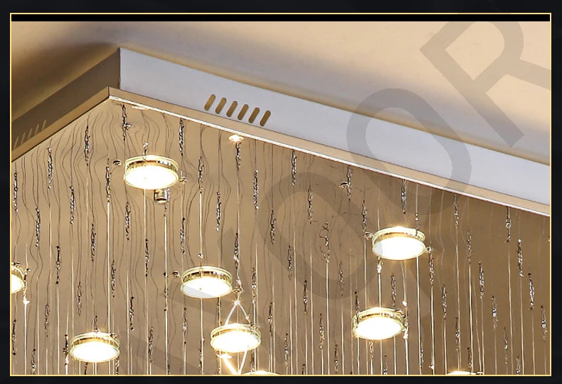 Chandelier K9 Crystal Pendant Ball Square Chandelier Lighting Fixture Raindrop Curtain Glass Chandelier LED Light