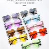 Rimless Sunglasses Women Luxury Brand Rhinestone Sun Glasses Ladies Cute Heart Shape Punk Party Eyewear очки від сонця женские