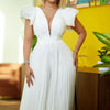 White Blue Yellow Red One-piece Short Sleeve Overalls For Women Pants Jumpsuit Wedding Evening Party Clothing Plus Size Bodysuit