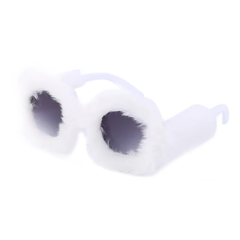 Cat Eye Sunglasses Women Punk Soft Fur Velvet Ladies Sun Glasses 2024 Luxury Brand Trendy Shades Eyewear Oculos De Sol Feminino