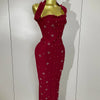 2025 Luxury Shining Diamonds Pearls Sleeveless Bodycon Bandage Long Dress Women Celebrate Evening Party Elegant Birthday Gowns