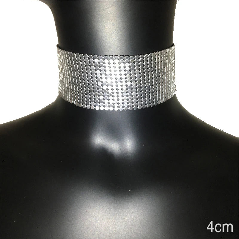Fashion Metal Sequins Chokers Necklace Jewelry Women Statement Choker Wedding Necklace Jewelry Accessories For A Gift