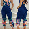 New Summer Fashion Printed Sleeveless Jumpsuit Sexy Hollow Backless Lace Up Long Jumpsuits Elegant Casual Jumpsuit With Pocket