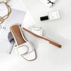 Summer Women Slippers Leather Square Toe Women Flats Flip Flops Designer Ladies Slides Sandals Women Shoes Luxury Sandals