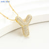 SUNSLL Cubic Zircon A-Z 26 Bubble Letter Necklace 2 Sizes Gold Plated M Chunky Balloon Initials Pendant Women Chain Jewelry 2024
