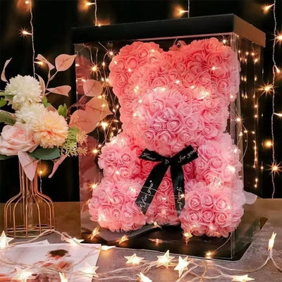 Artificial Flower Eternal Rose Teddy Bear for  Birthday Anniversary Gifts & Decor Miniatures A for my girlfriend Valentine's Day