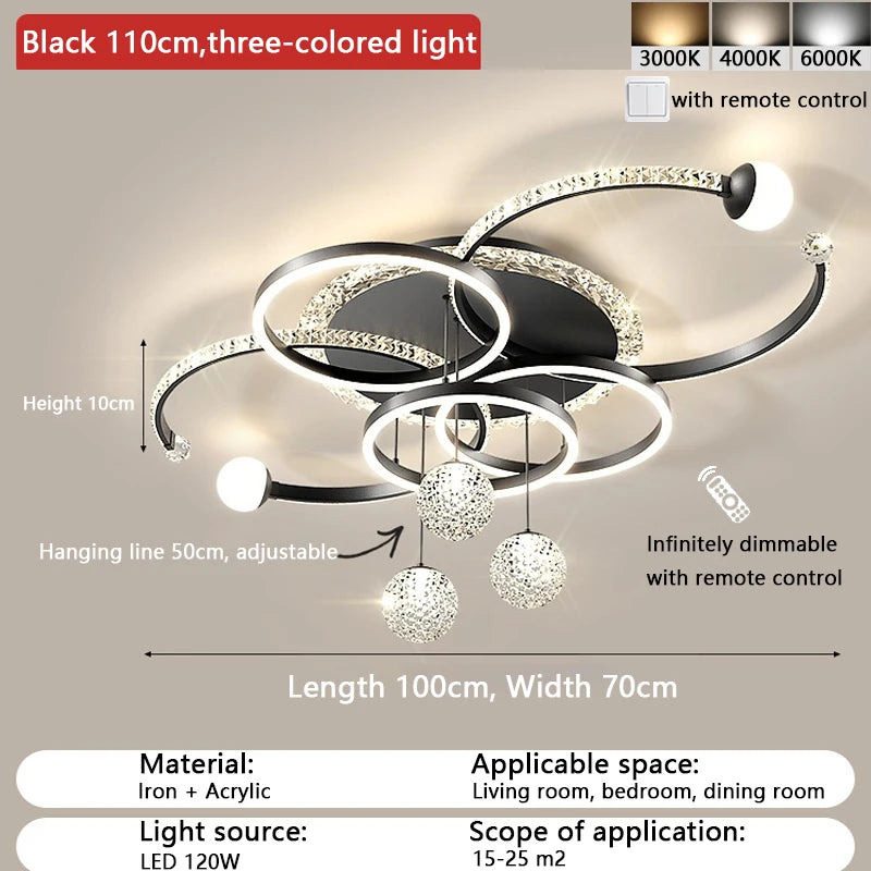 Modern Minimalist LED Ceiling Light Personalized Creative Ring Living Room Lights Gold Atmosphere Bedroom Study Chandelier