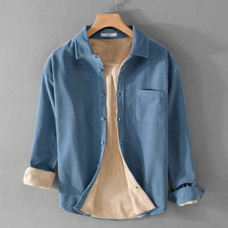 New Designer Italy Quality Brand Shirts For Men Fashion Cotton Corduroy Warm Long-sleeve Thickened Plus Size Top Clothes Camisa