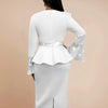 Church Dresses for Women Elegant Ruffles Long Flare Sleeves Sequined Party Bodycon Peplum Classy Occasion African Wedding Guest