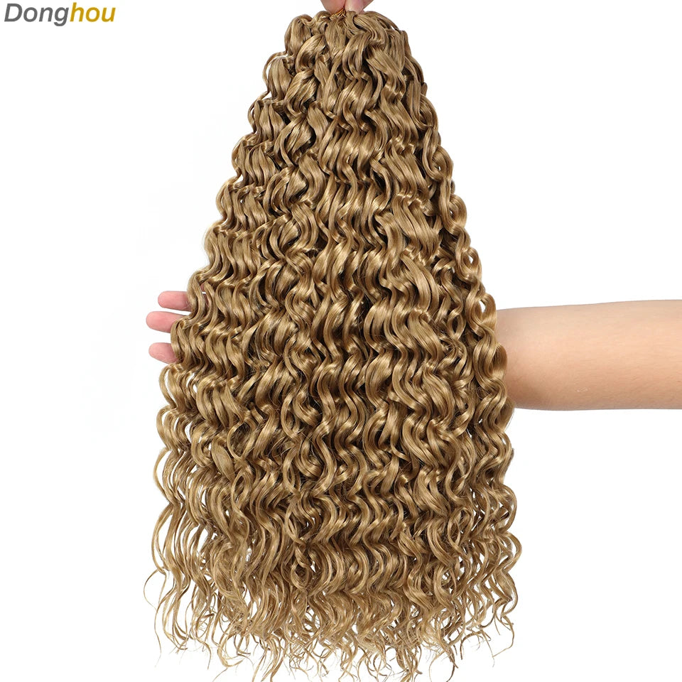 Beach Curl Crochet Hair Gogo Curl Crochet Hair 18 Inch Ombre Brown Blonde Bug Ginger T30 Synthetic Deep Wave Twist Crochet Braid