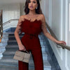 Women Sexy Jumpsuit Breast Wrap Spring Summer Fashion Female Elegant White Empire Casual Straight Long Jumpsuits