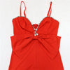 Spaghetti Strap Deep V Neck Sexy Women Straight Jumpsuits Rompers 2023 Rhinestone Big Bowknot Party Jumpsuit Birthday Outfits