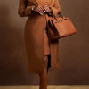 HLJ High Quality Elegant Office Lady Blazer Two Piece Sets Women Lapel Long Sleeve Coat And Slim Dress Outfit Female Clothing