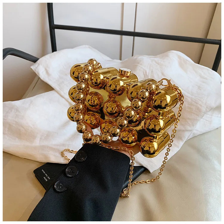 Mini Gold Chain Crossbody Bags for Women 2024 Y2K Korean Fashion Lady Evening Party Shoulder Bag Handbags and Purses